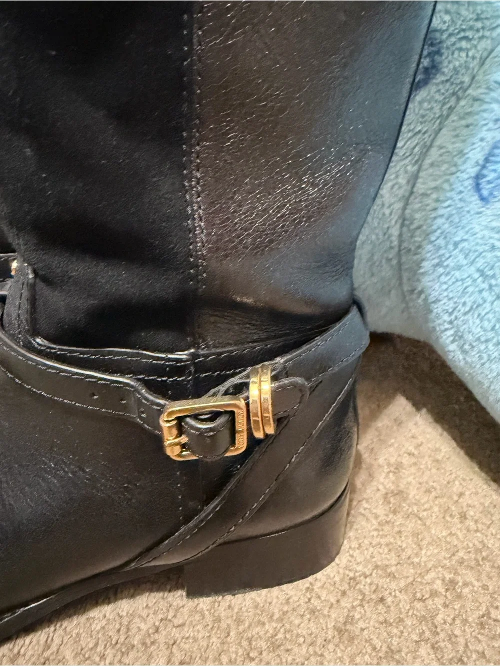 Tory Burch Black Leather & Suede Over-the-Knee Riding Boots